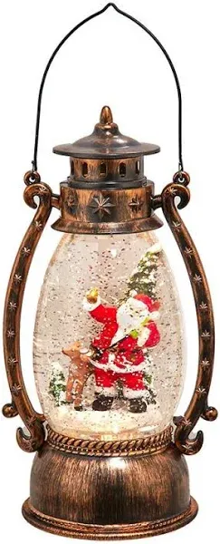 Kurt Adler 10.24" Battery Operated LED Santa Swirling Water Lantern