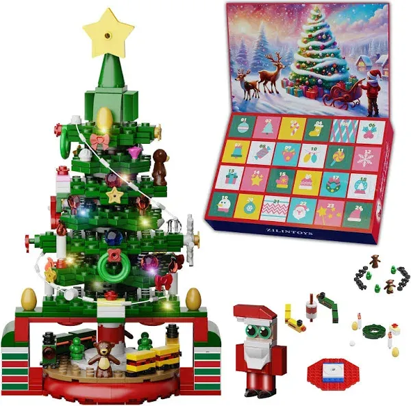 Advent Calendar 2024 Christmas Tree Building Toy Set