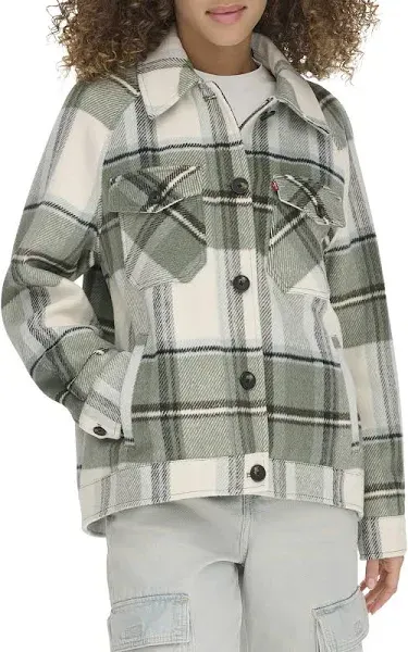 Levi's Women's Zoe Relaxed Wool Plaid Shirt Jacket