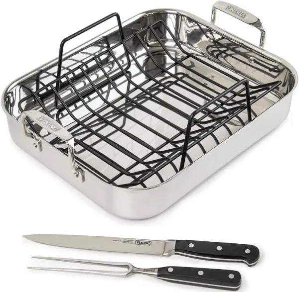 Viking 3-Ply Roasting Pan with Rack and Carving Set