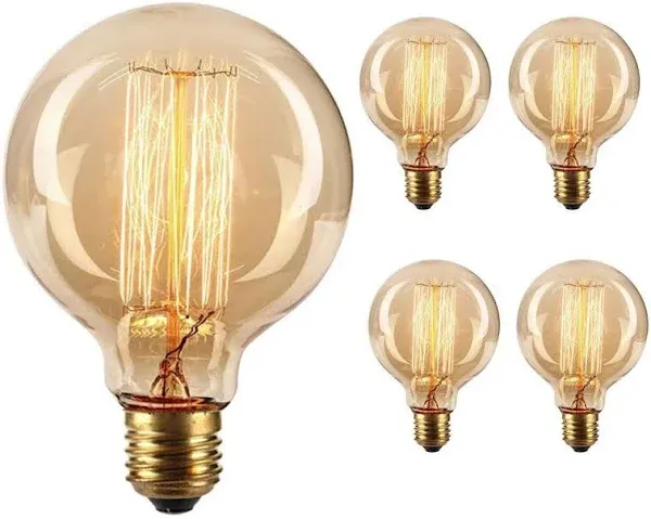 Vintage Edison Bulb,Large Round Edison Antique Light Bulbs-G30/G95 120V - Dim...