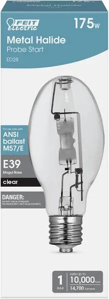 Feit Electric 175-Watt ED28 Shape Clear Metal Halide High Intensity Discharge E39 Mogul Base