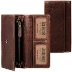 Jack Goerges Voyager Collection Clutch Wallet Dark Brown New 100% grain leather