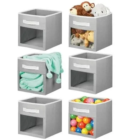 mDesign Fabric Baby Nursery Storage Cube with Front Window