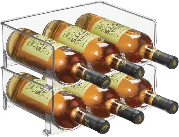 mDesign Plastic Stackable Wine Bottle Storage Organizer Rack