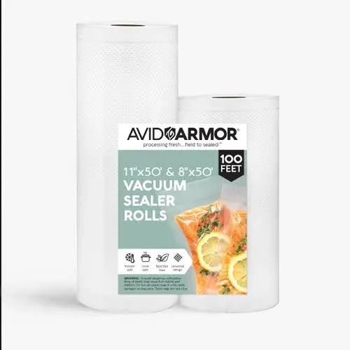 Avid Armor Vacuum Sealer Rolls Combo Set, With 2 Vac Seal Pack, Clear 