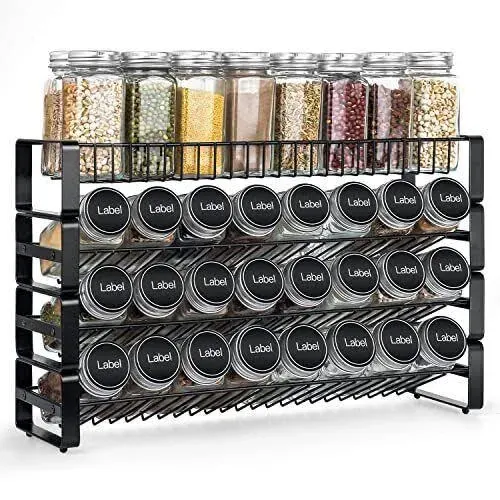 JONYJ 4 Tier Stackable Seasoning Rack Organizer, Detachable Countertop Spice Jar