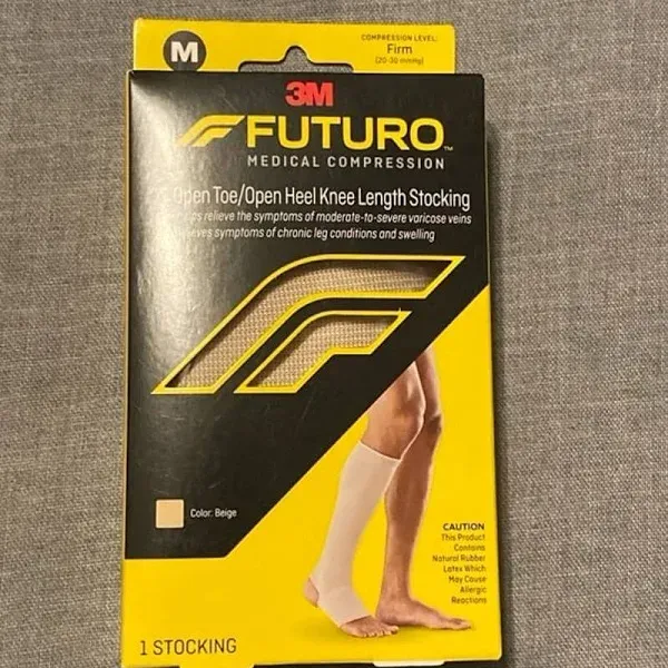 Futuro Open Toe Knee Length Stockings Firm Compression XL Beige 1 Pair