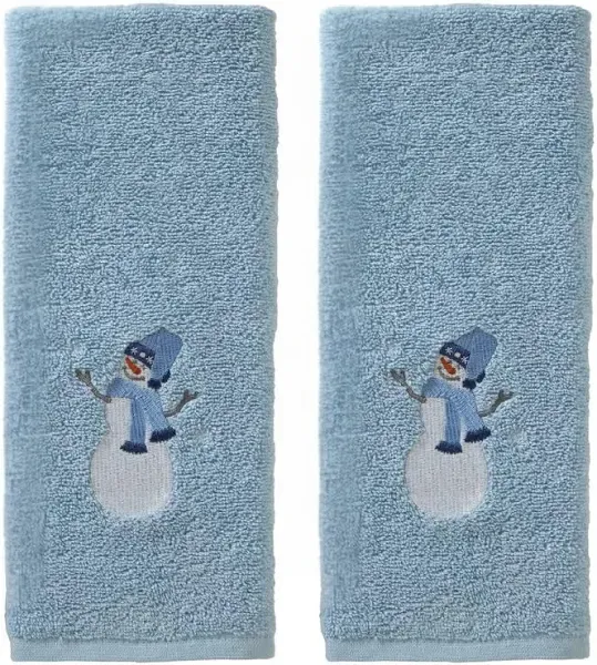 Christmas/Wint<wbr/>er Snowman Sled Hand Towel 2pc Set for Bath/Kitchen/B<wbr/>ar &amp; Gift ...