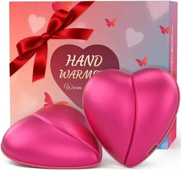 Rechargeable Heart-Shaped Hand Warmers 2-Pack, 5200mAh Portable Heater