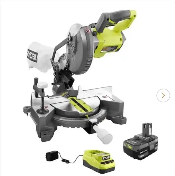 Ryobi 18V ONE+ Cordless 7-1/4 in. Compound Miter Saw with 4.0 Ah Lithium-