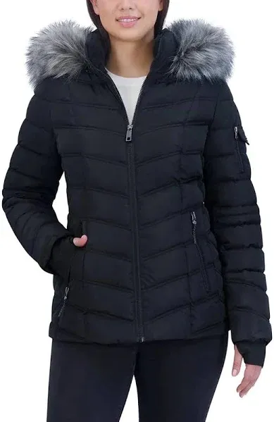 Nautica Ladies' Water Resistant Puffer with Faux Fur Hood