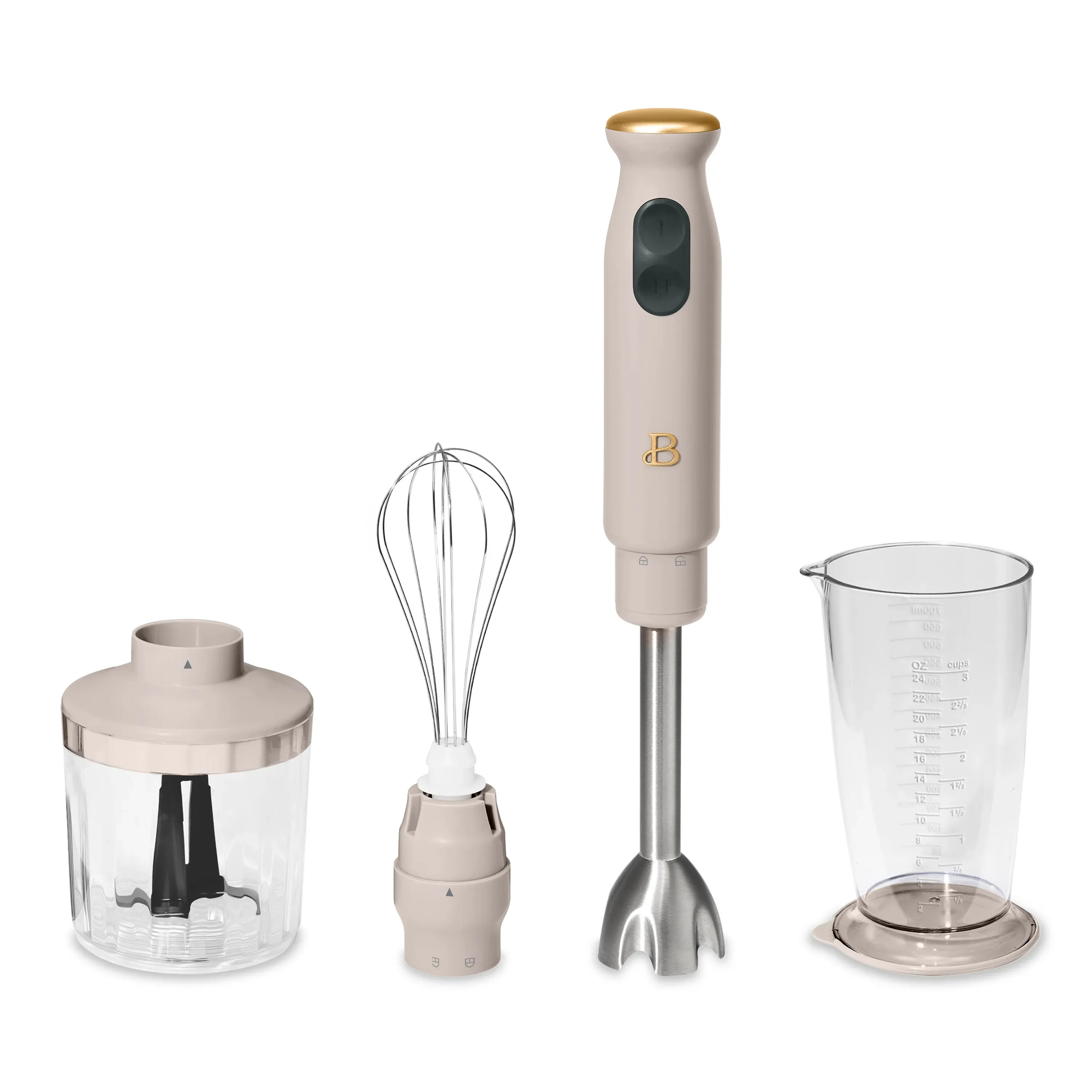 2-Speed Immersion Blender with Chopper &amp; Measuring Cup, Porcini Taupe 