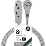 GE Three Outlet Power Strip 8 ft Cord Gray