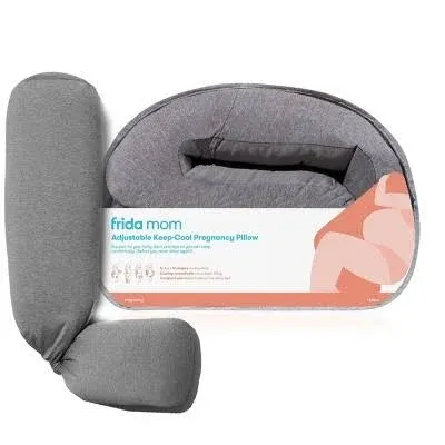 Frida Mom Keep Cool Adjustable Pregnancy Body Pillow, Micro-Bead Filling, Gray