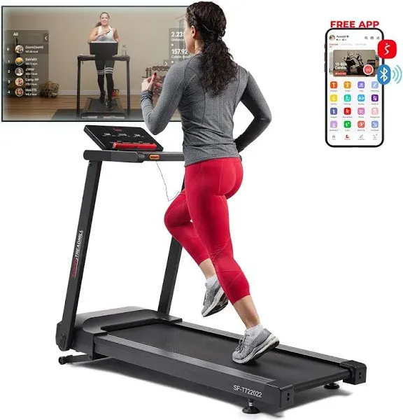 Sunny Health & Fitness Interactive Slim Auto Incline Treadmill with Bluetooth – SF-T722022