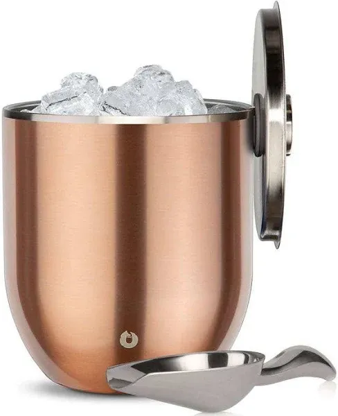 Snowfox Stainless Steel Ice Bucket with Lid and Scoop