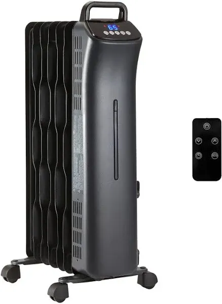 1500W, Black Oil Space Heater with Remote Control,3 Heat Settings, Thermostat