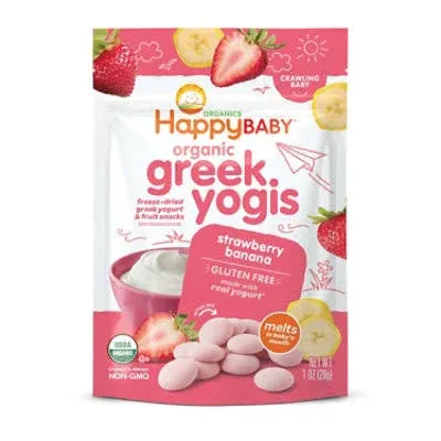 Happy Baby Organic Greek Yogis Freeze-Dried Greek Yogurt & Fruit Snacks Strawberry Banana - 8-1 Oz