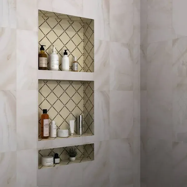 Zigzag Recessed Shower Niche with Texture