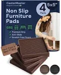 CasterMaster Non Slip Furniture Pads - 5x5 Square Rubber Anti Skid Caster Cup...