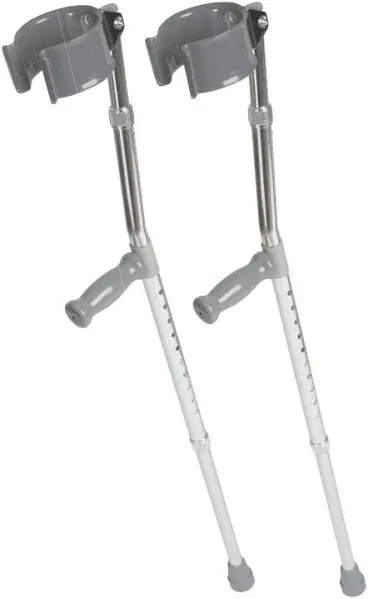 Medline Adjustable Adult Tall Aluminum Forearm Crutches Vinyl Coated Contoured