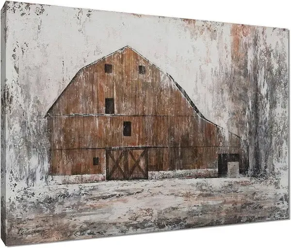 NdcSkyArt Hand Painted Barn Canvas Wall Art