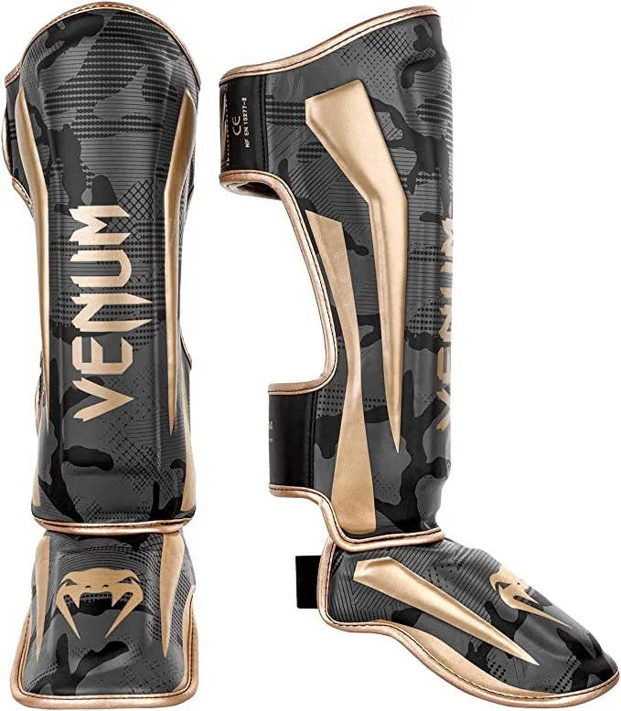 Venum Elite Shin Guards - Black/Pink Gold - XL