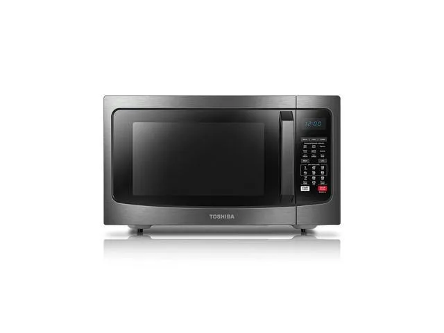 Toshiba Smart Sensor LED Light 1.5 Ft Stainless Convection Microwave Oven, Black