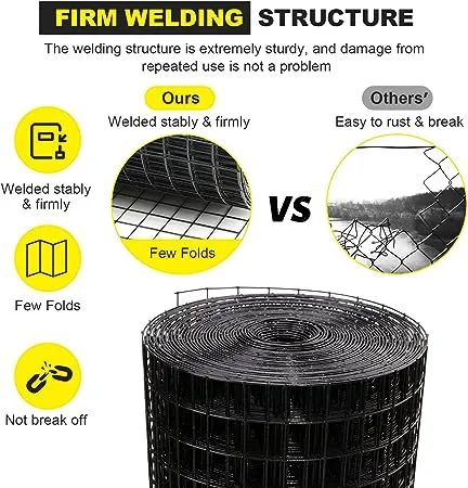 forimo 24 英寸 x 50 英寸 1/4 英寸硬件布 19 号黑色乙烯基涂层焊接栅栏网，适用于家庭和花园栅栏和家居