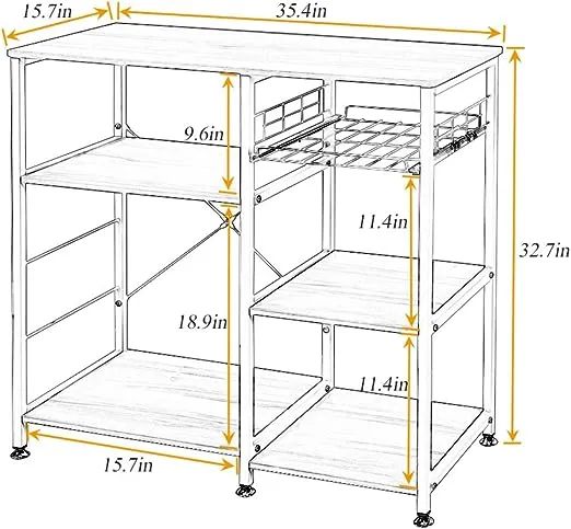 soges 3-Tier Kitchen Baker's Rack Utility Microwave Oven Stand Storage Cart Workstation Shelf, Rustic Brown W5s-FGsoges 3-Tier Kitchen Baker's Rack Utility Microwave Oven…