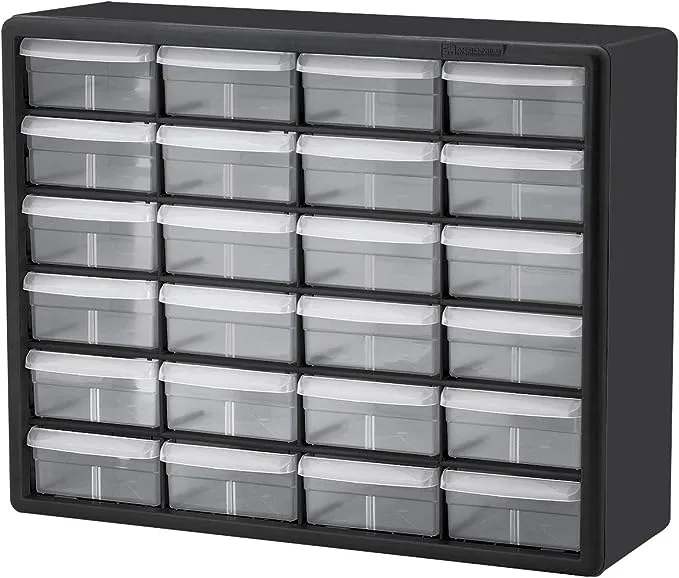 Akro-Mils 10124 24-Drawer Plastic Drawer Storage Cabinet for Garage Organization, Bead Organizer, Lego Storage, Teacher Toolbox, Makeup Organizer, An