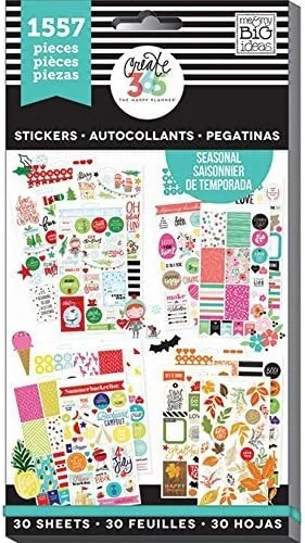 me & my BIG ideas Sticker Value Pack - The Happy Planner Scrapbooking Supplies - Brilliant Year Theme - Multi-Color & Gold Foil - Great for Projects & Albums - 30 Sheets, 1557 Stickers Total 