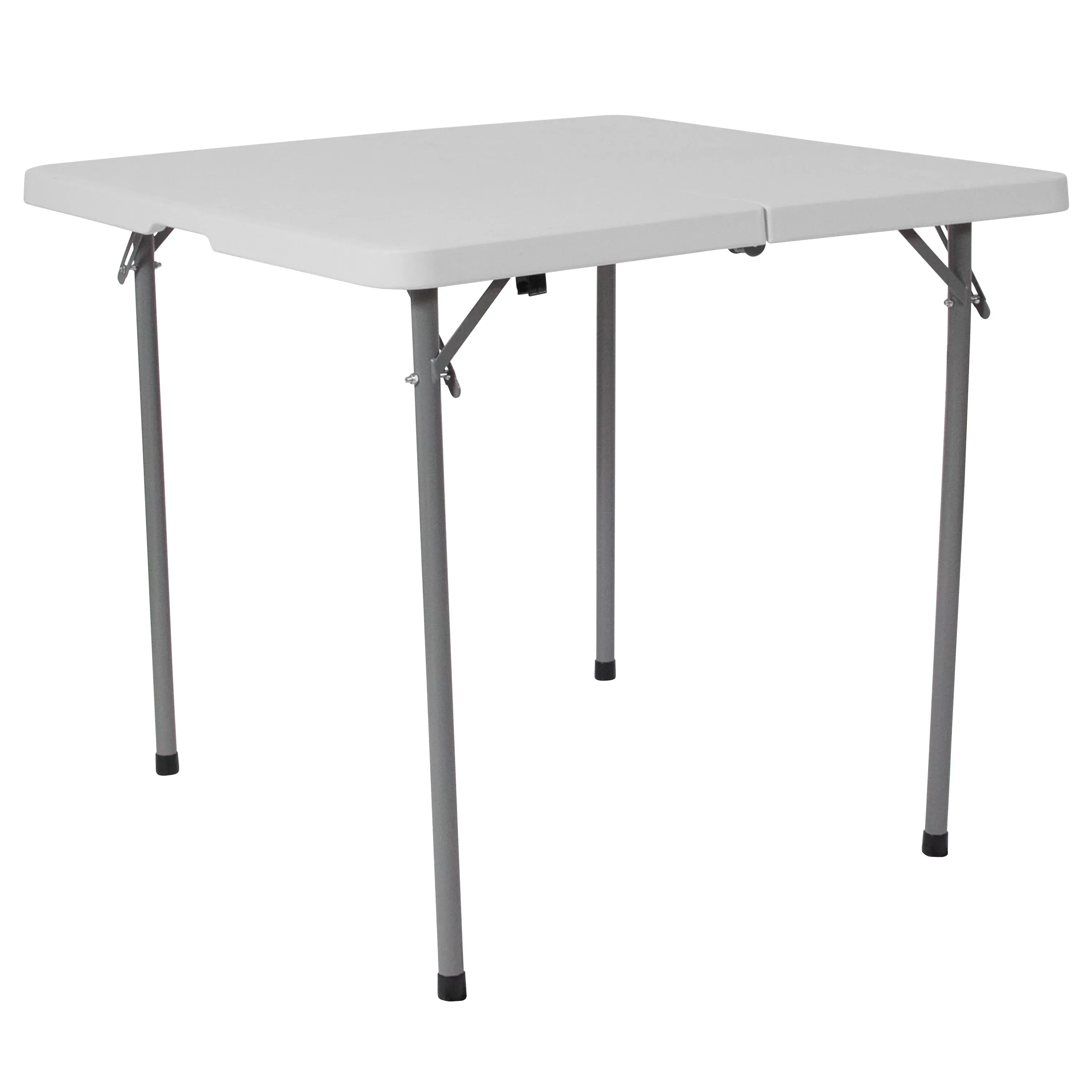 Flash Furniture Dunham 2.83-Foot Square Bi-Fold Dark Gray Plastic Folding Table with Carrying Handle