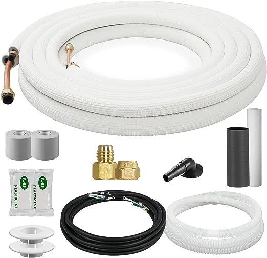 16 Ft. Line Set 1/4&amp;1/2 Inch 3/8 PE for Mini Split Air Conditioner Insulated