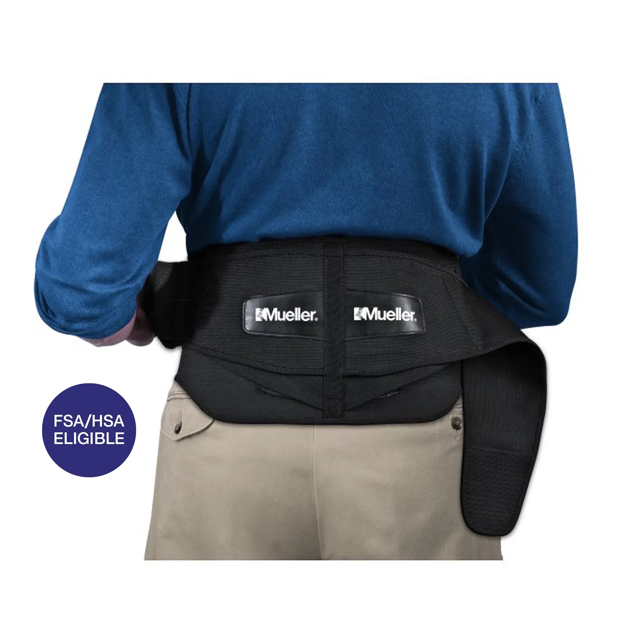 MUELLER Sports Medicine Lumbar Back Brace, Lower Back Support Belt, For Men and Women, Black, Plus Size (50-70 inches)