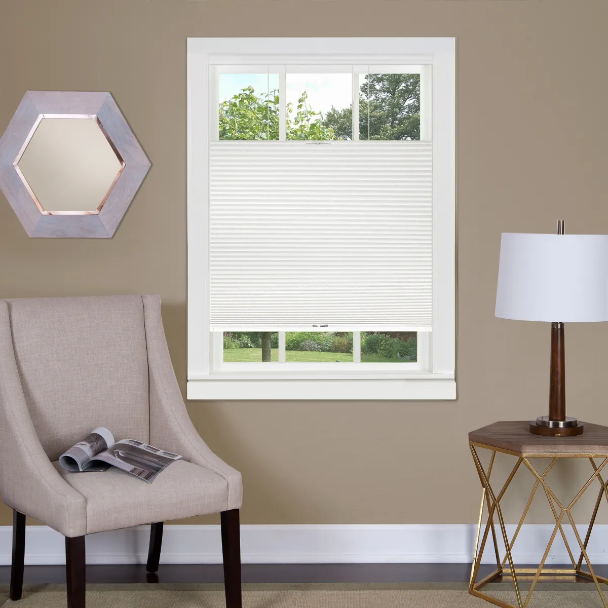 Achim White Top Down-Bottom Up Cordless Honeycomb Cellular Shade