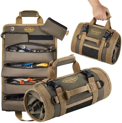 Tool Organizers - Small Tool Bag W/Detachable Pouches, Heavy Duty Roll up Tool B