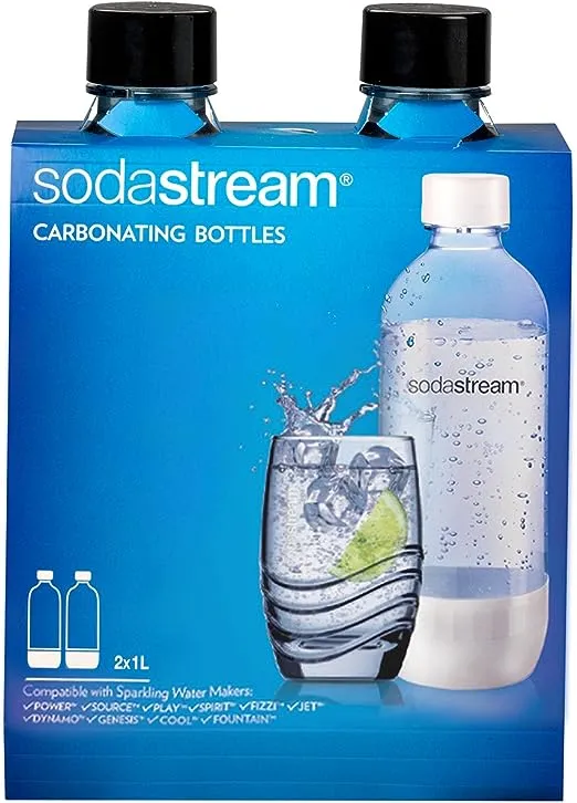 Sodastream 1l Carbonating Bottles- Black (Twin Pack)