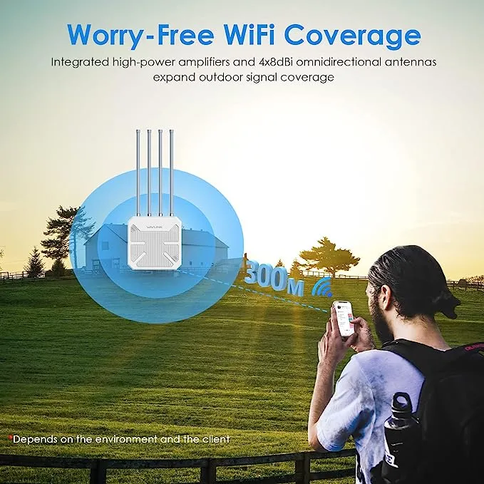 WAVLINK AC600 Outdoor WiFi Extender, Professional Weatherproof Access Point with PoE Powered| Dual Band 2.4GHz 5GHz | Router/AP/Repeater Modes | Up to 64 Devices for Backyard, Garage