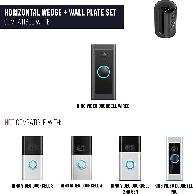 Wasserstein 35° to 55° Horizontal Adjustable Angle Mount and Wall Plate Compatible with Ring Video Doorbell Wired