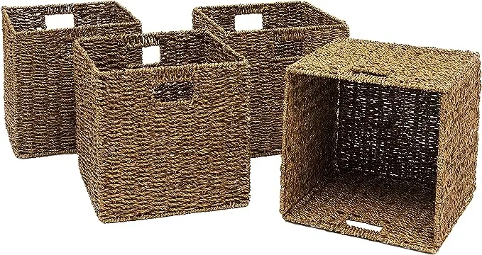 Foldable Storage Basket with Iron Wire Frame By Trademark Innovations (Set of 4)