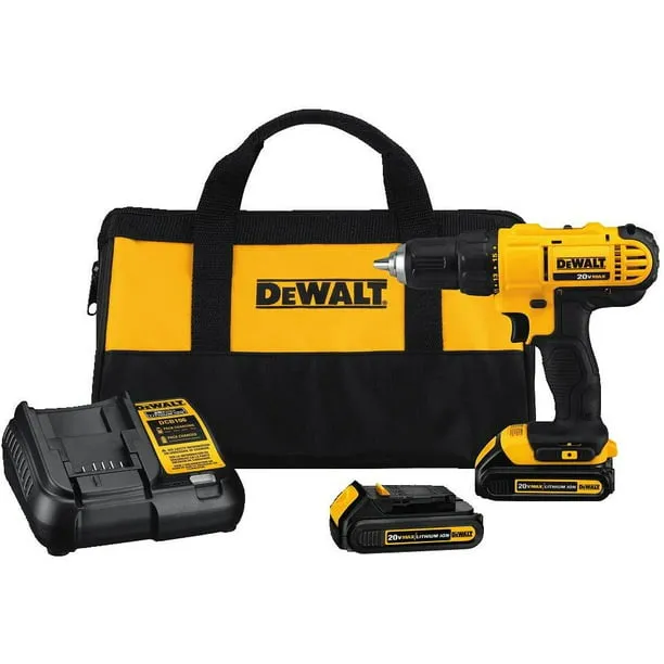 DEWALT 20V Max Cordless Drill / Driver Kit, Compact, 1/2-Inch (DCD771C2), Dewalt Yellow