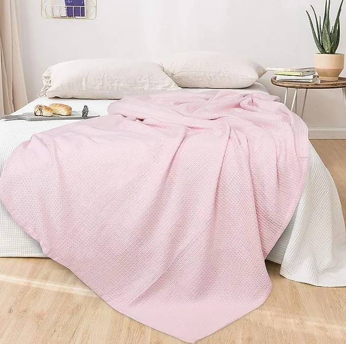 Glamburg 100% Cotton Thermal Blanket Breathable Bed Blanket