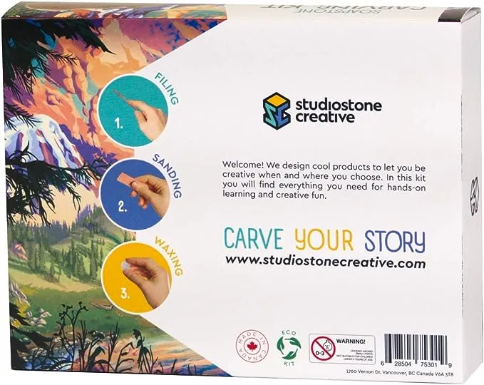 Bear Soapstone Carving and Whittling—DIY Arts and Craft Kit. All Kid-Safe Tools and Materials Included. For kids and adults 8 to 99+ Years.