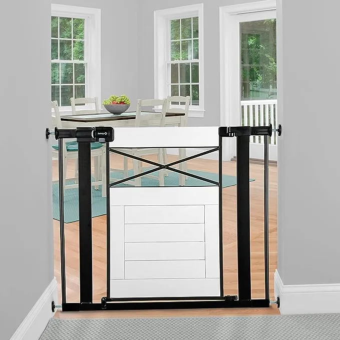 Safety 1st Easy Install Modern Farmhouse Gate, White