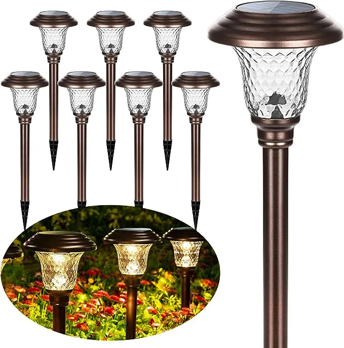 GIGALUMI 8 Pack Solar Pathway Lights