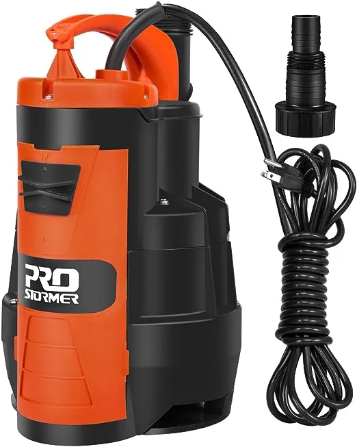 Sump Pump, PROSTORMER 3500 GPH 1HP Submersible Clean/Dirty Water Pump with Build-in Float Switch for Pool, Pond,Garden, Flooded Cellar, Aquarium and Irrigation