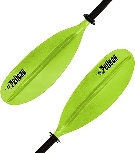 Pelican - Standard Kayak Paddle - Lime - 220 cm (86.6 in.) - Aluminum Shaft and a Durable Polypropylene Blade - 0/65° Blade Angle - with Drip Ring - PS1966-00