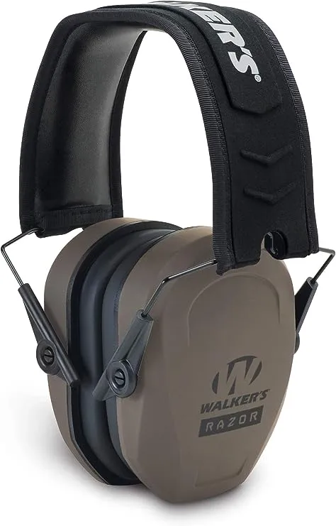 Walker's Razor Slim Passive Earmuffs Ultra Low Profile 27dB NRR Light Weight